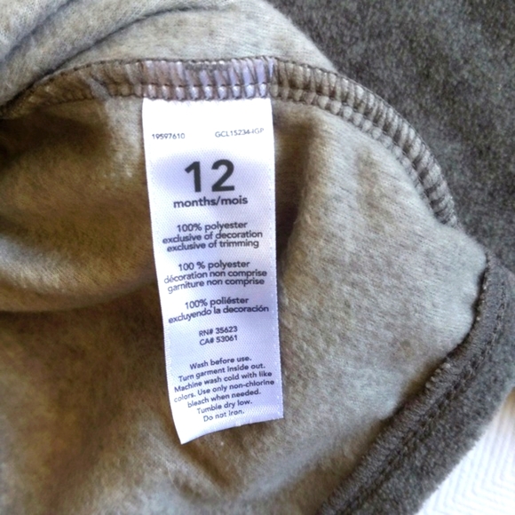 carter's unicorn embroidered fleece zip-up hoodie jacket 12 months baby girl - Picture 4 of 5